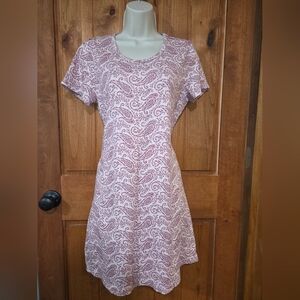 Lands' End Pink Paisley Short Sleeve Mini Dress